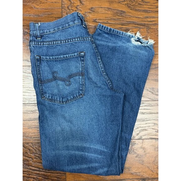 LRG Mens Blue Jeans Size 30x30 Distressed Denim Relaxed Fit Embroidered Pocket - Picture 3 of 9